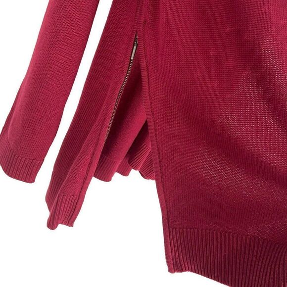 J Jill Side Zip Open Front Cardigan Burgundy Large - Picture 7 of 10